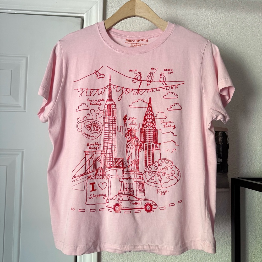 MURE + GRAND pink New‎ York nyc graphic crew neck cotton tee t-shirt